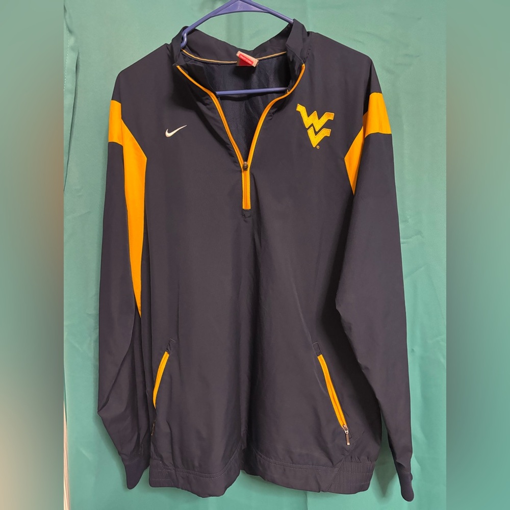 Nike Men’s Navy and Gold WVU Quarter-Zip Windbreaker